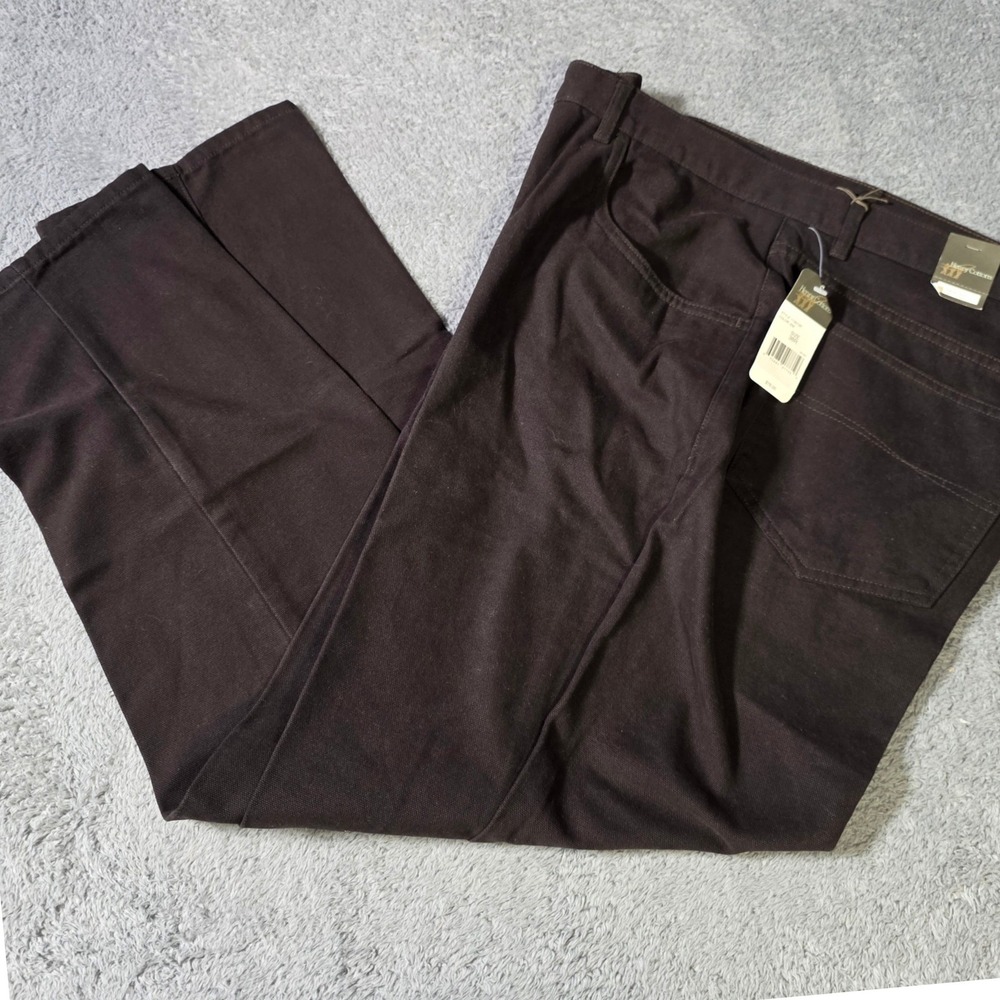 Henry Cotton's Mens 38W 32L Canvas Trousers Brown Straight Leg Cotton Pants